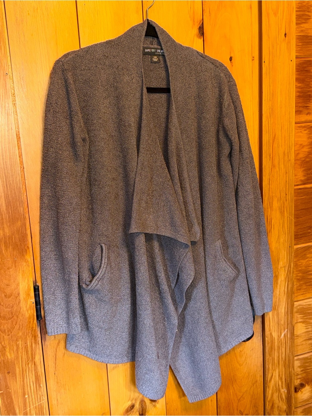 Barefoot Dreams CozyChic Lite Draped Cardigan Dark Taupe S/M